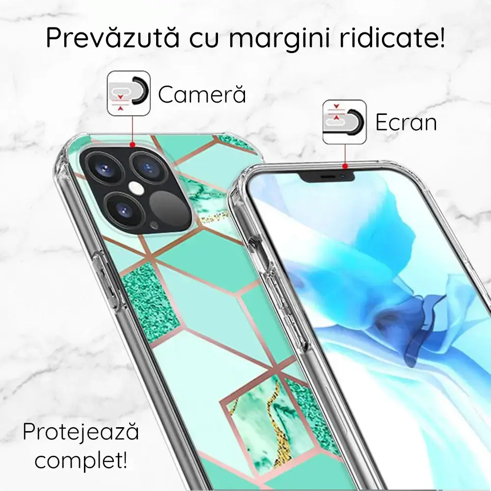Husa iPhone 12 / 12 Pro Multicolor cu Imprimeu Marmura Techsuit [5]