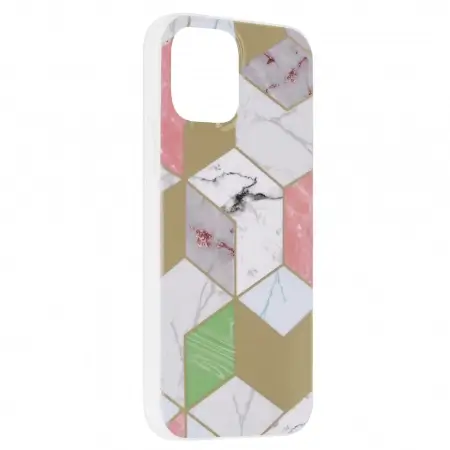Husa iPhone 12 / 12 Pro Multicolor cu Imprimeu Marmura Techsuit [3]