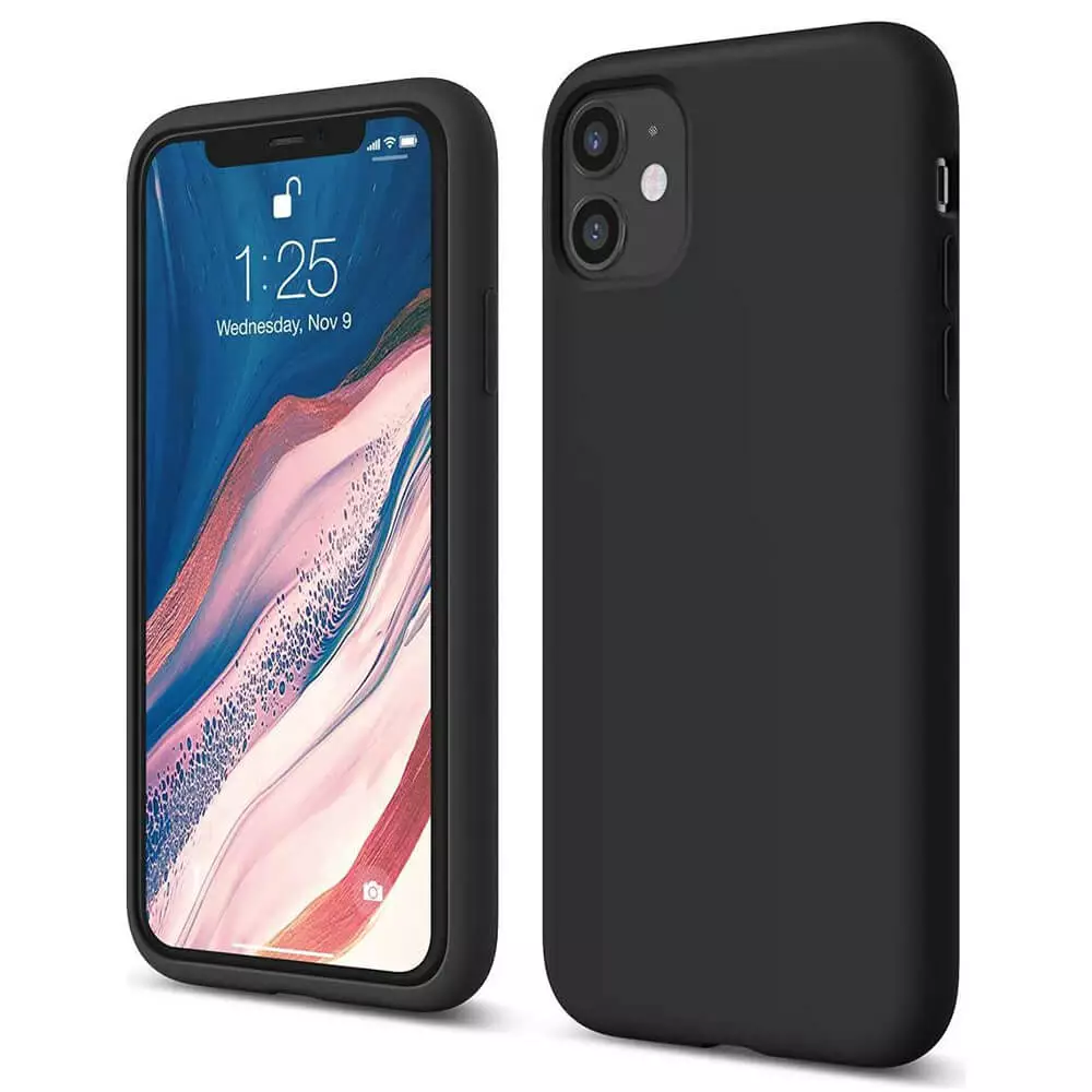 Husa iPhone 12 Mini Silicon Negru Slim Mat cu Microfibra SoftEdge [6]