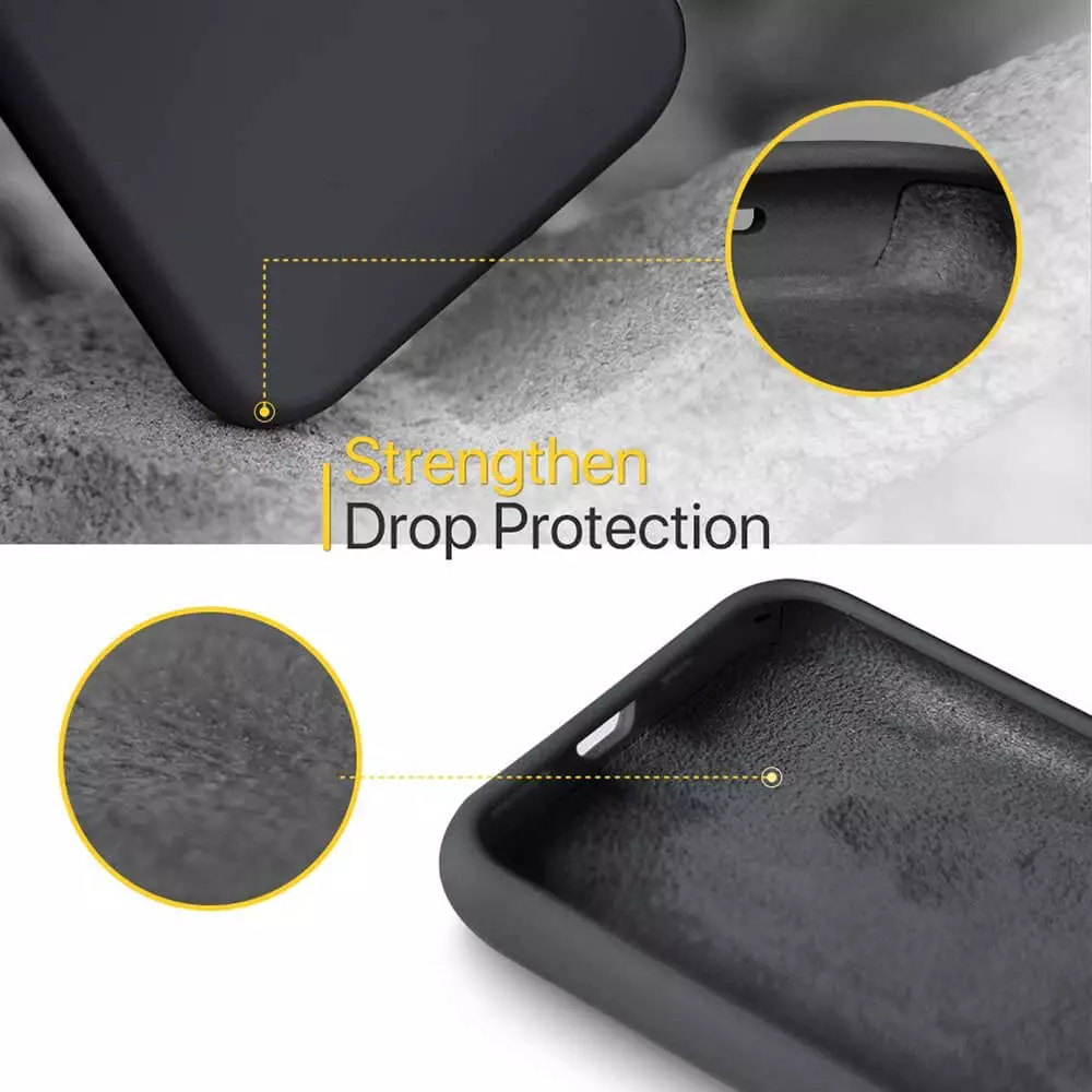 Husa iPhone 12 Mini Silicon Negru Slim Mat cu Microfibra SoftEdge [4]