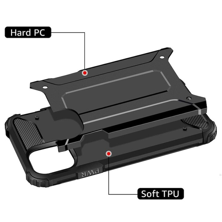 Husă iPhone 13 Pro Max Antisoc Hybrid Armor, Protecție Colțuri Ranforsate, Negru – Hybrid Armor - Copie [4]