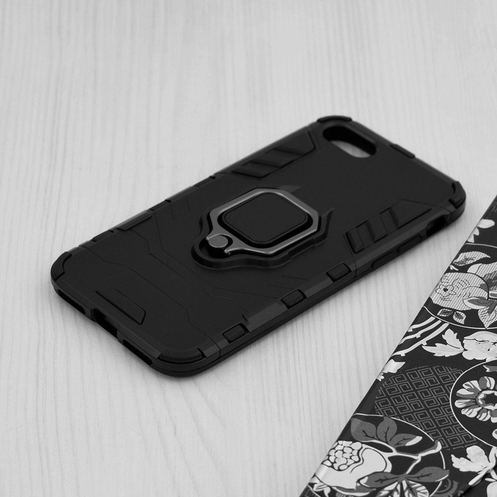Husă protecție iPhone 7 / 8 / SE antisoc cu inel rotativ 360°, suport magnetic, negru – Techsuit SS [5]