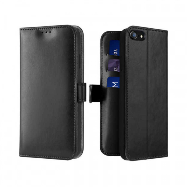 Husa iPhone 7 / 8 / SE 2020 Toc Flip Tip Carte Portofel Negru Piele Eco Premium DuxDucis Kado [1]