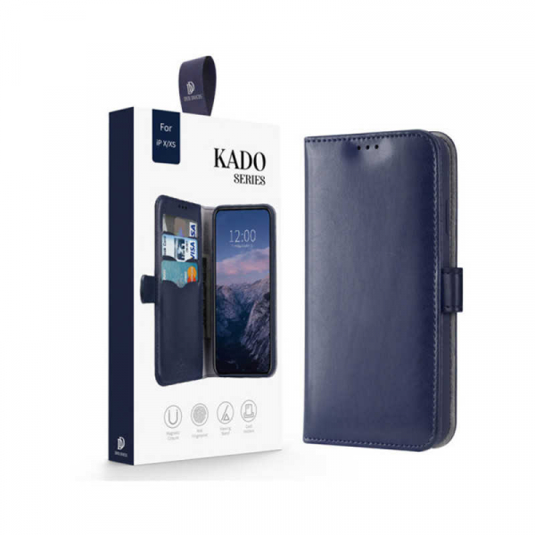 Husa iPhone X XS Toc Flip Tip Carte Portofel Albastru Piele Eco Premium DuxDucis Kado [8]