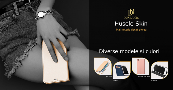 Husa iPhone Xs Max 2018 Toc Flip Tip Carte Portofel Auriu Gold Piele Eco Premium DuxDucis [7]