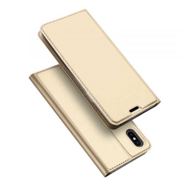 Husa iPhone Xs Max 2018 Toc Flip Tip Carte Portofel Auriu Gold Piele Eco Premium DuxDucis [5]