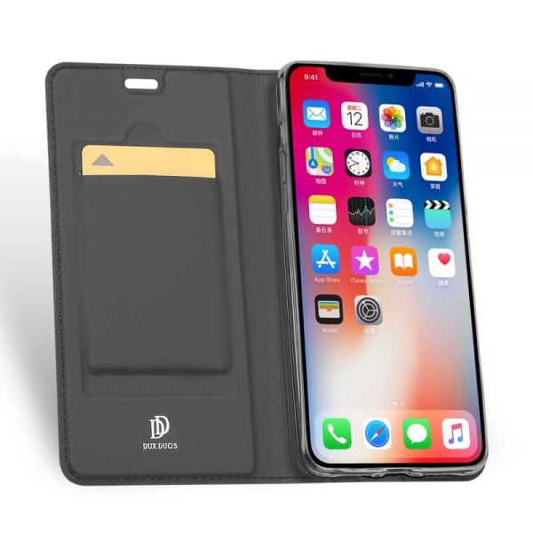 Husa iPhone Xs Max 2018 Toc Flip Tip Carte Portofel Negru Piele Eco Premium DuxDucis [2]