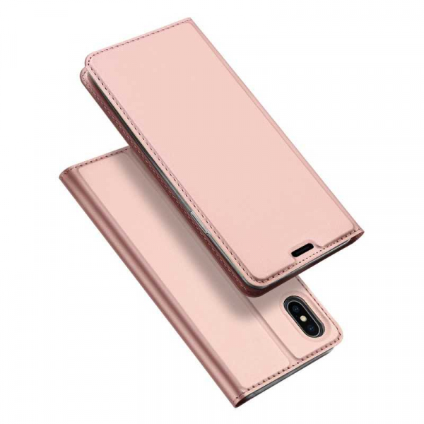 Husa iPhone Xs Max 2018 Toc Flip Tip Carte Portofel Roz Piele Eco Premium DuxDucis [5]