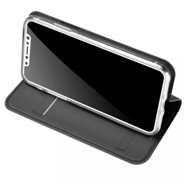 Husa iPhone XS Toc Flip Tip Carte Portofel Negru Piele Eco Premium DuxDucis [3]