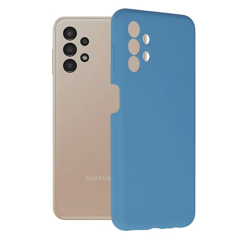 Husa Samsung Galaxy A13 4G Albastru Slim Mat cu Microfibra SoftEdge [4]