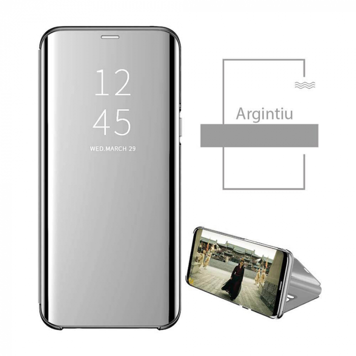 Husa Samsung Galaxy A21s Clear View Flip Cover Argintiu [2]