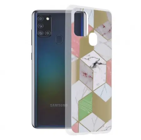 Husa Samsung Galaxy A21S Multicolor cu Imprimeu Marmura Techsuit [1]