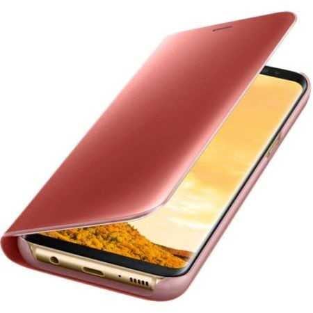 Husa Samsung Galaxy J7 2018 Clear View Flip Standing Cover (Oglinda) Roz (Rose Gold) [3]