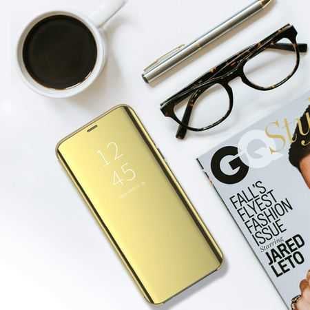 Husa Samsung Galaxy S10 Plus Clear View Flip Standing Cover (Oglinda) Auriu Gold [5]