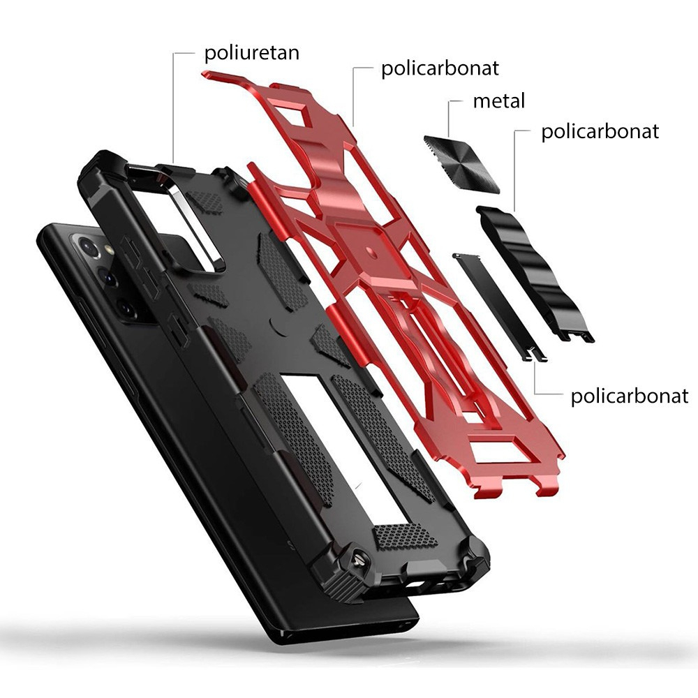Husă Samsung Galaxy S20 / S20 5G Antisoc cu Inel Stand și Plăcuță Metalică, Army – Techsuit TechBlzr [2]