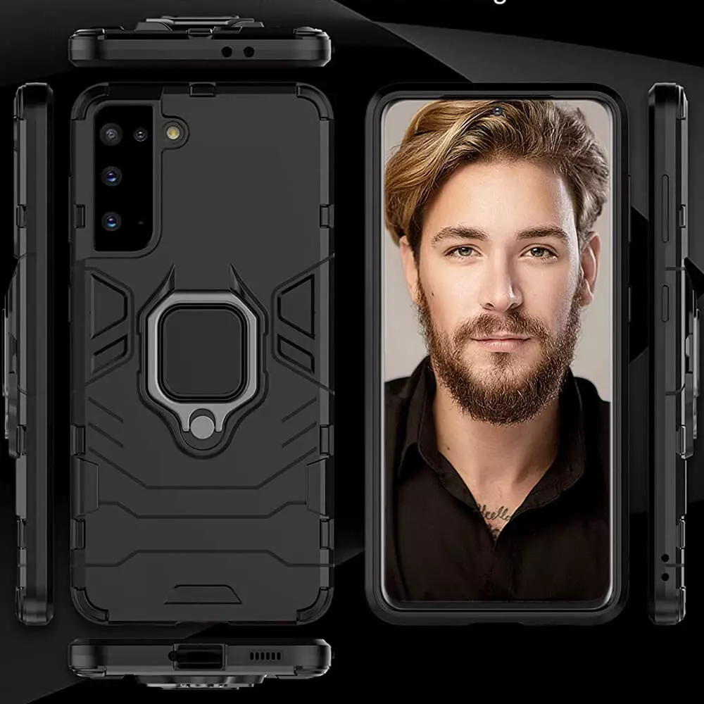 Husa Samsung Galaxy S21 FE Antisoc cu Inel Negru Techsuit SS [7]