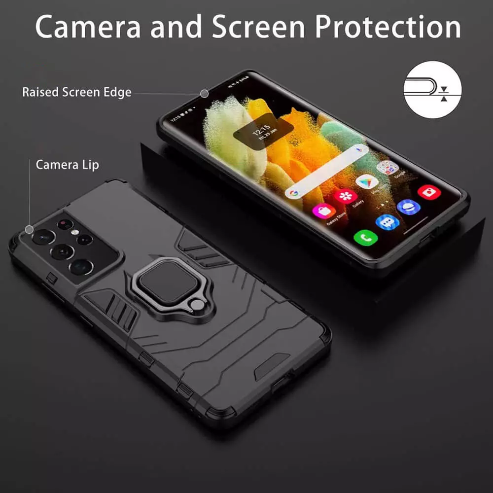 Husa Samsung Galaxy S21 Ultra Antisoc cu Inel Negru Techsuit SS [8]