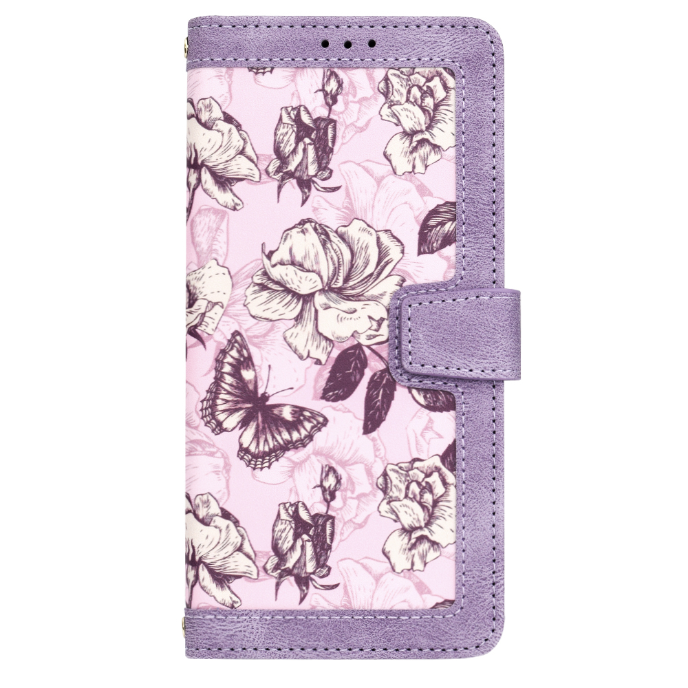 Husa Tip Carte iPhone 16 Pro cu Flip Magnetic Mov cu Flori TFC [3]