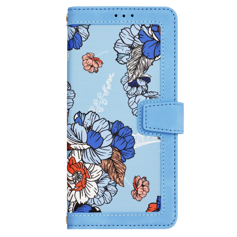Husa Tip Carte Samsung Galaxy A05s cu Flip Magnetic Bleu cu Flori TFC [2]