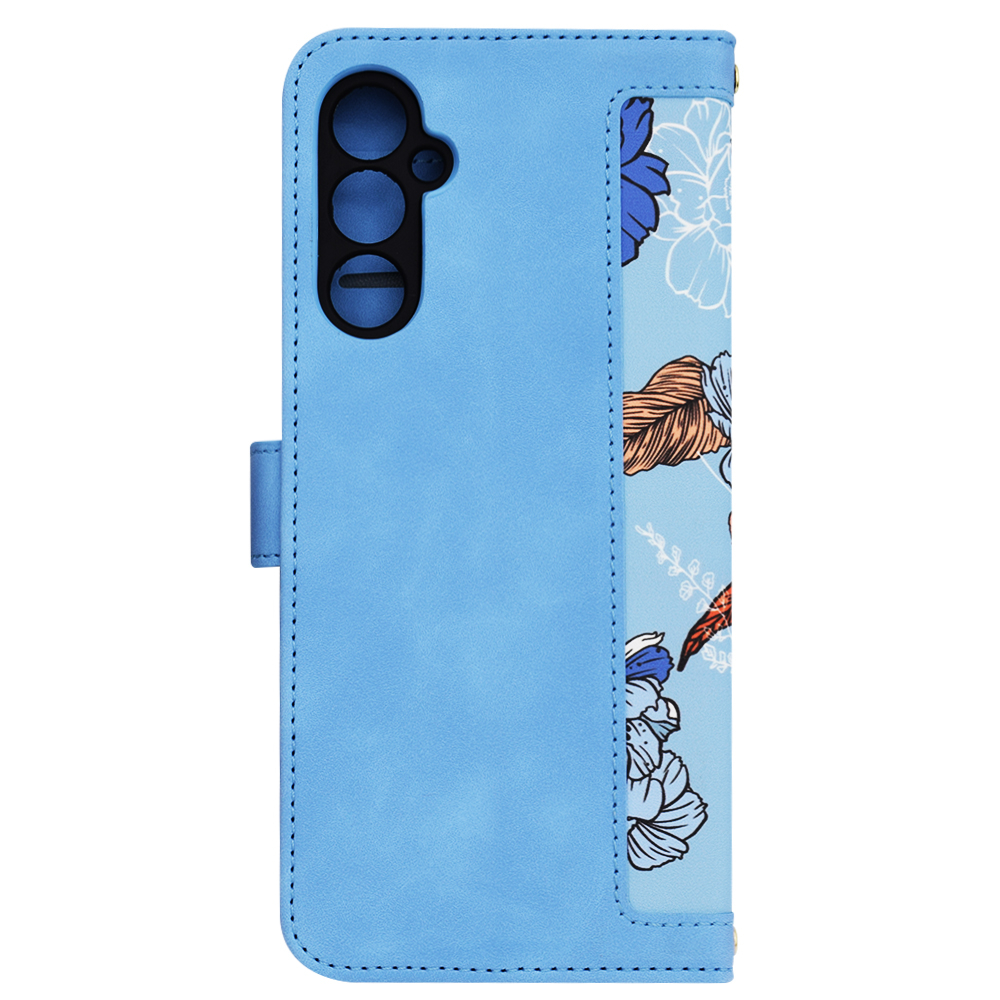 Husa Tip Carte Samsung Galaxy A05s cu Flip Magnetic Bleu cu Flori TFC [3]