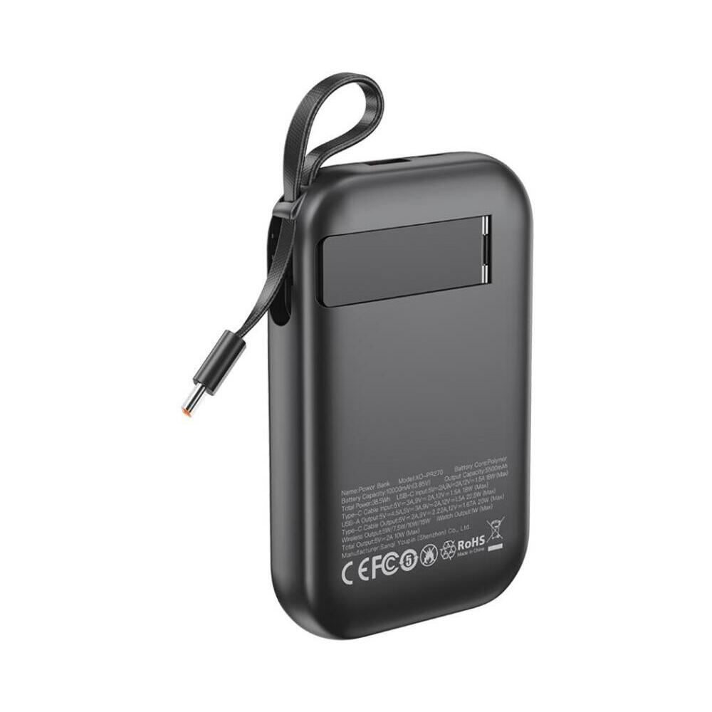 PowerBank 10000 mAh USB-C, Wireless & Cablu Incorporat, Negru – XO PR270 [5]