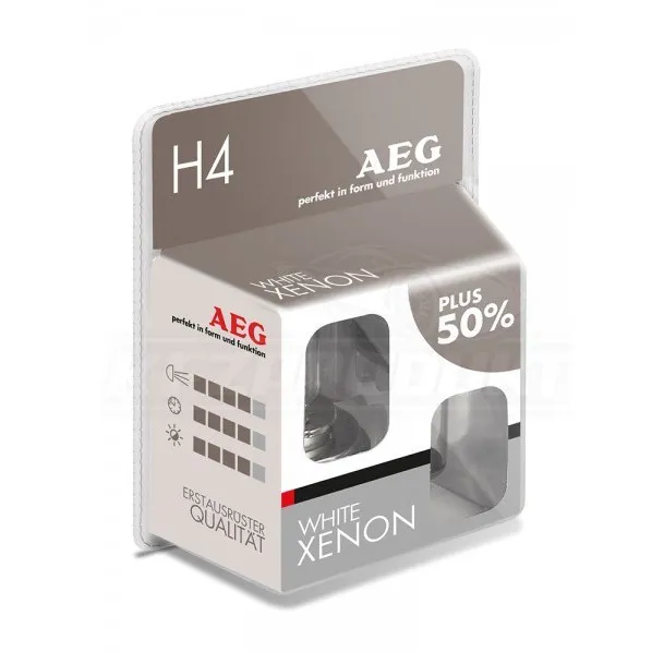 Set 2 Becuri Auto H4 P43t White Xenon Plus 50% AEG [2]