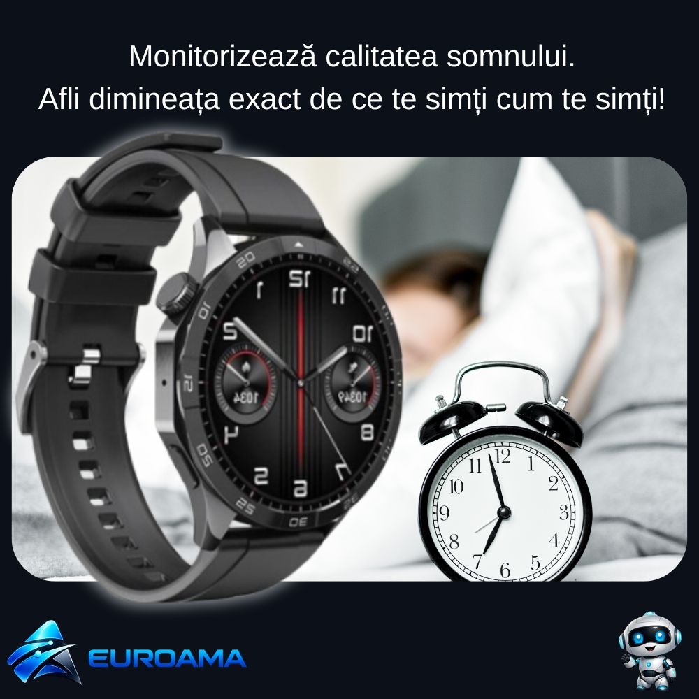 Smartwatch negru cu ecran AMOLED 1,43” și monitorizare sănătate XO Watch4 [4]