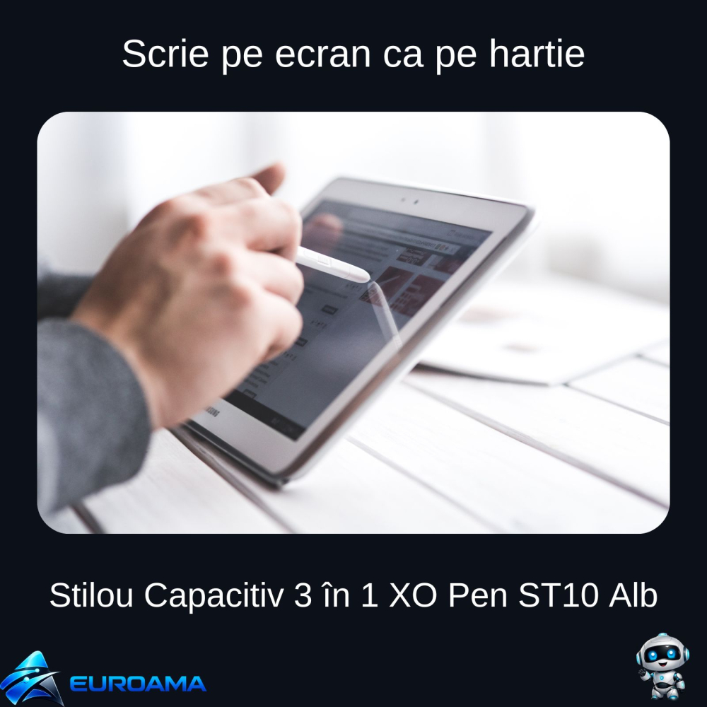 Stilou Capacitiv 3 în 1 XO Pen ST10 Alb - Pentru Ecrane Tactile [2]