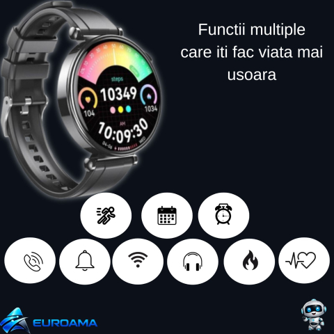 Ceas Smart Negru – AMOLED, Apeluri, Sănătate și IP68 - XO GT4 Mini [1]