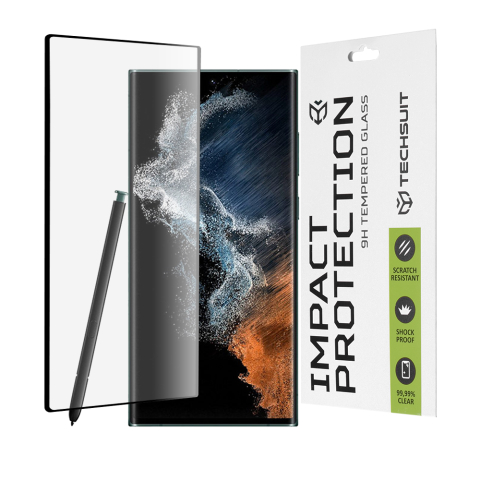 Folii Samsung - Folie sticla securizata Samsung Galaxy S22 Ultra 5G  Techsuit 111D Negru Curbata