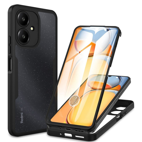 Huse Xiaomi - Husa Xiaomi Redmi 13C 5G / Poco M6 360 grade silicon TPU transparenta Negru