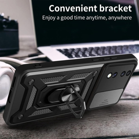 Husa Antisoc Honor 70 Protectie Camera, Inel Stand, Negru – Techsuit TCSS [4]