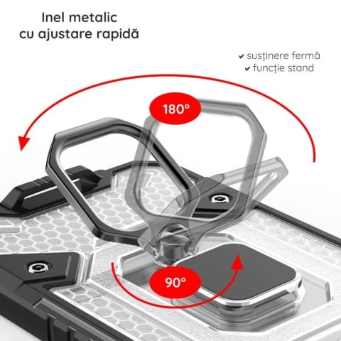 Husă Antisoc iPhone 12 Pro cu Inel Rotativ 180°, Suport Stand, Protecție Cameră 1.3 mm, Albastru – Techsuit HNCB [1]