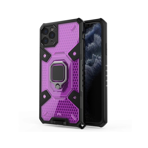 Huse iPhone 13 Pro - Husă Antisoc iPhone 13 Pro cu Inel Rotativ 180°, Suport Stand, Protecție Cameră 1.3 mm, Mov – Techsuit HNCB