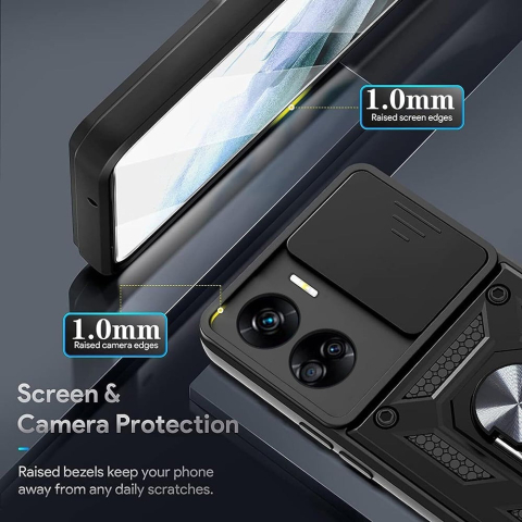 Husa Antisoc iPhone 15 Pro Max Protectie Camera, Inel Stand, Negru – Techsuit TCSS [8]