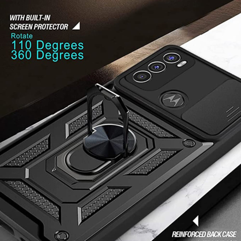 Husa Antisoc Motorola Moto E20 / E30 / E40 Protectie Camera, Inel Stand, Negru – Techsuit TCSS [4]