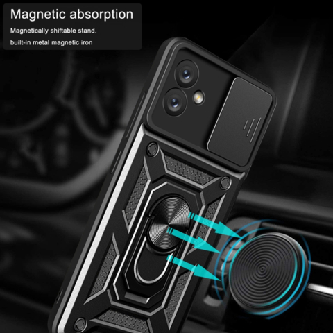 Husa Antisoc Samsung Galaxy A05 cu Protectie Camera, Inel Stand, Negru – Techsuit TCSS [3]