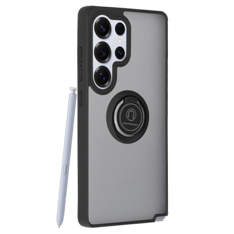 Huse Samsung - Husa Antisoc Samsung Galaxy S25 Ultra cu Inel Rotativ Stand, Negru, TPU + Policarbonat Glinth