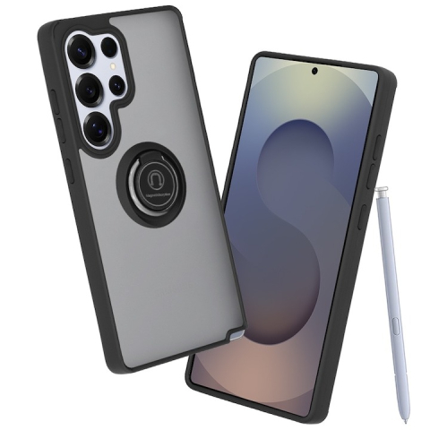 Husa Antisoc Samsung Galaxy S25 Ultra cu Inel Rotativ Stand, Negru, TPU + Policarbonat Glinth [1]