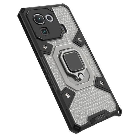 Husă Antisoc Xiaomi Mi 11 Pro cu Inel Rotativ 180°, Suport Stand, Protecție Cameră 1.3 mm, Negru– Techsuit HNCB [1]