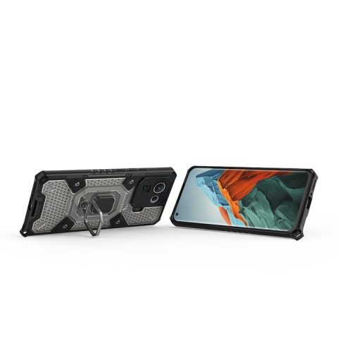 Husă Antisoc Xiaomi Mi 11 Pro cu Inel Rotativ 180°, Suport Stand, Protecție Cameră 1.3 mm, Negru– Techsuit HNCB [3]