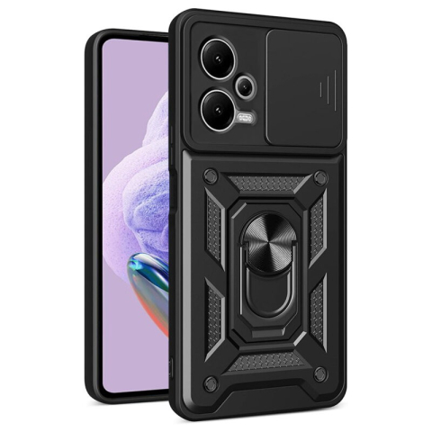 Huse Xiaomi - Husa Antisoc Xiaomi Redmi Note 12 Pro+ Protectie Camera, Inel Stand, Negru – Techsuit TCSS