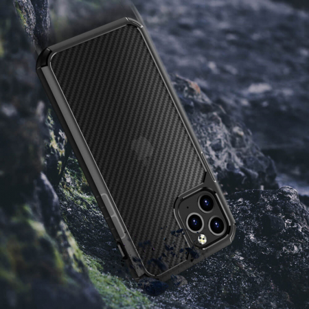 Husa Carbon Iphone 12 Pro Antisoc Negru Fuse [6]