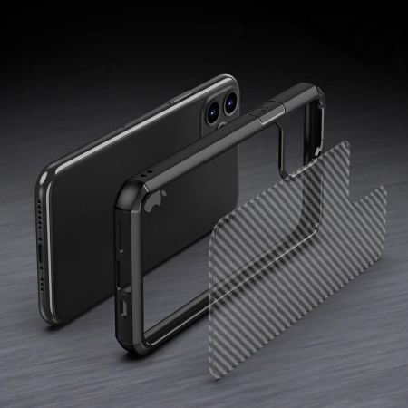 Husa Carbon Iphone 12 Pro Antisoc Negru Fuse [10]