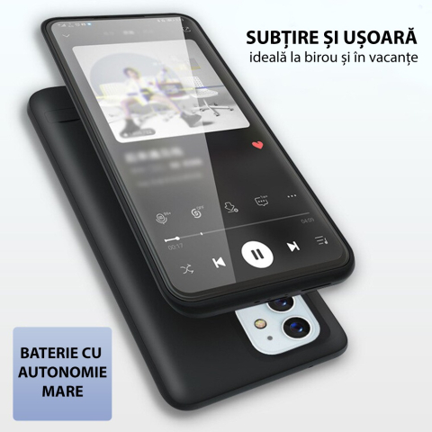 Husă cu baterie iPhone 15 Pro, MagSafe, 7000mAh Techsuit PP Negru [2]