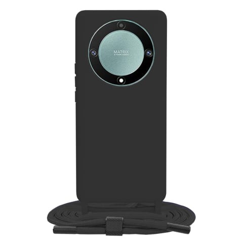 Huse Huawei - Husa Honor Magic5 Lite cu Snur Silicon Microfibra Antisoc Negru Techsuit CLT