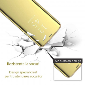 Husa Huawei P30 2019 Clear View Flip Toc Carte Standing Cover Oglinda Gold Auriu [2]