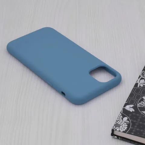 Husa iPhone 11 Pro Max Silicon Albastru Slim Mat cu Microfibra SoftEdge [4]