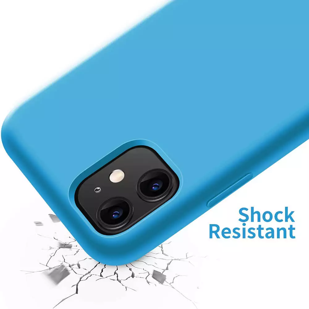 Husa iPhone 12 Mini Silicon Albastru Slim Mat cu Microfibra SoftEdge [4]