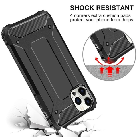 Husă iPhone 13 Pro Max Antisoc Hybrid Armor, Protecție Colțuri Ranforsate, Negru – Hybrid Armor - Copie [2]